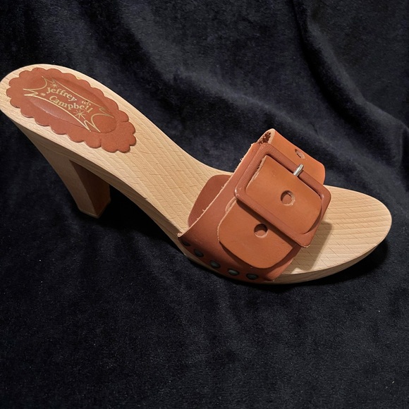 Jeffrey Campbell mules, wood and leather. Size 8 - Picture 3 of 6
